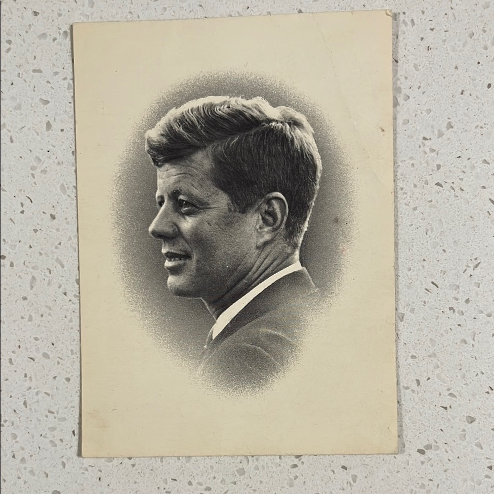 John F Kennedy Vintage Black and White Portrait Prayer Card